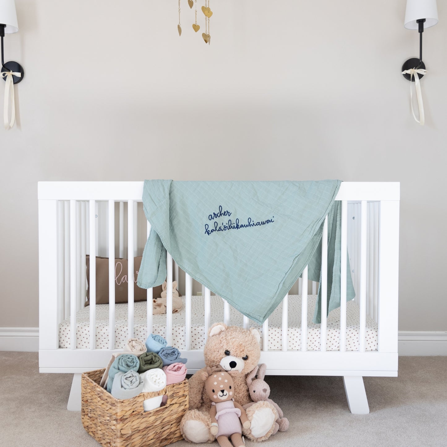 Personalized Embroidered Swaddle | Sage