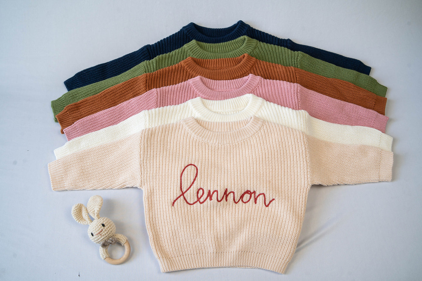 Personalized Embroidered Knit Sweater | Cream