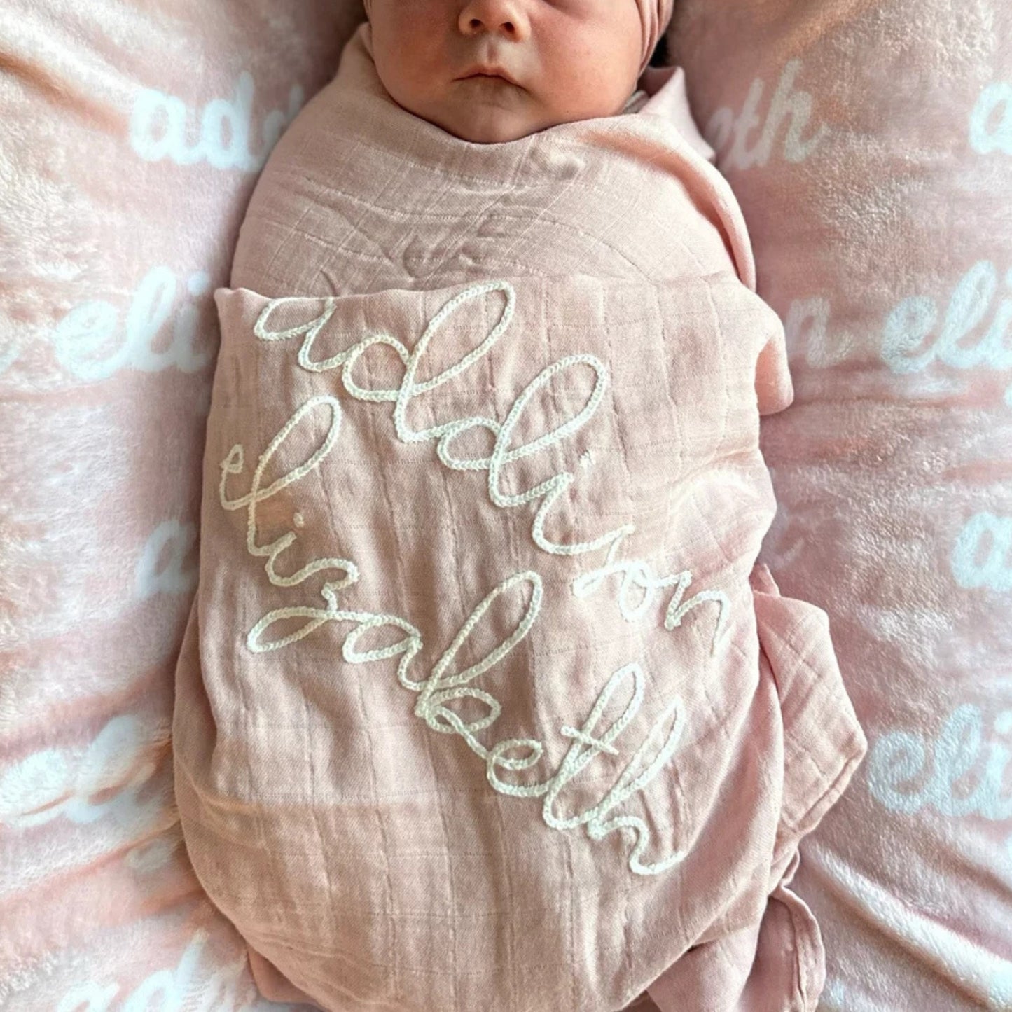 Personalized Embroidered Swaddle | Pink