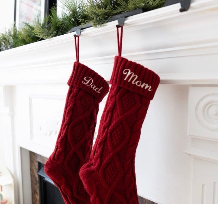 Personalized Cable Knit Christmas Stockings with Name Embroidery