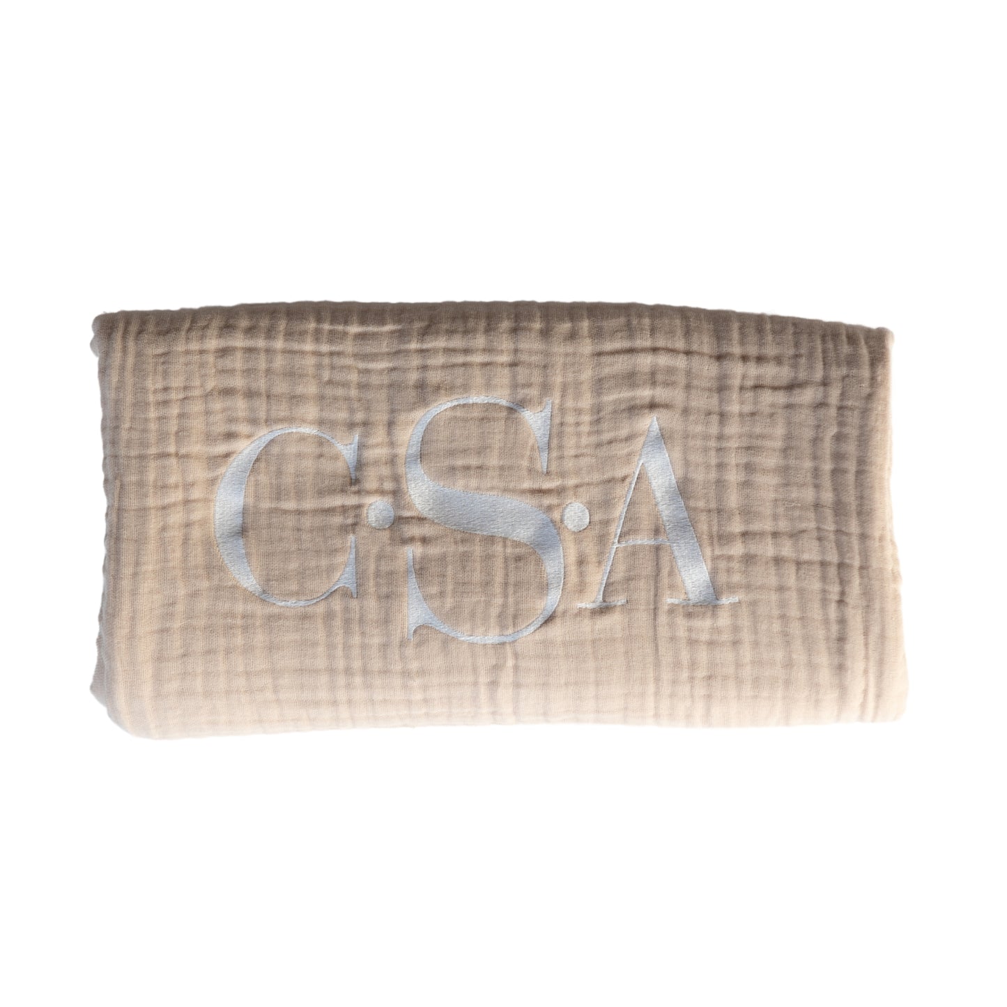 Personalized Embroidered Muslin Throw | Beige