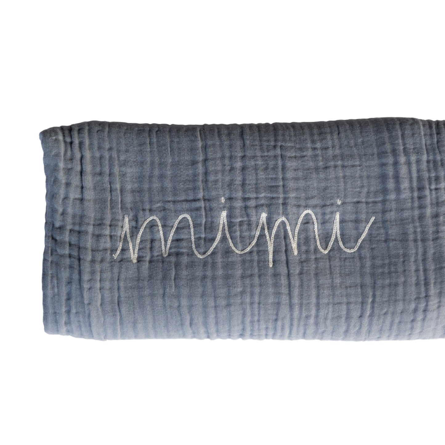 Personalized Embroidered Muslin Throw | Blue