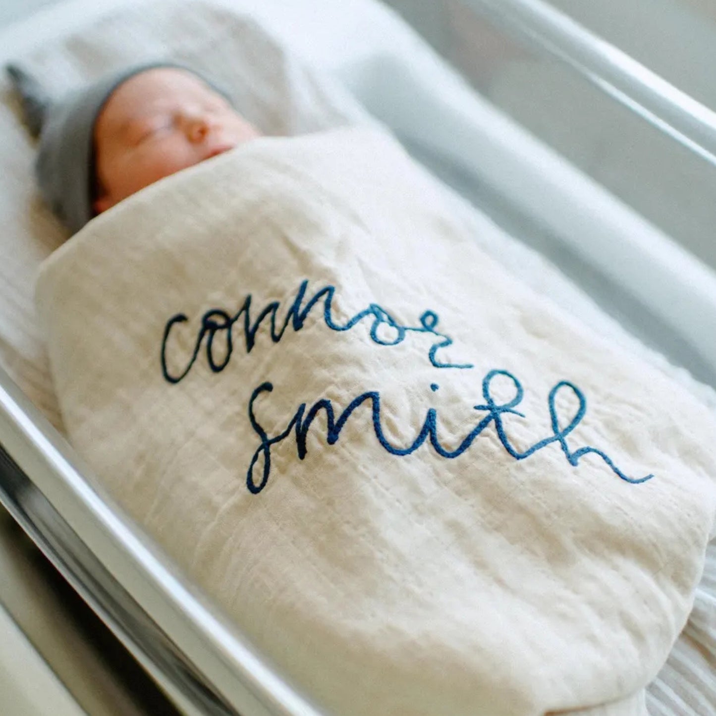 Personalized Embroidered Swaddle | Cream