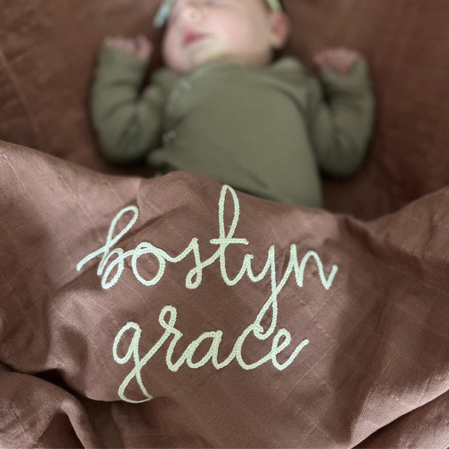 Personalized Embroidered Swaddle | Dusty Rose