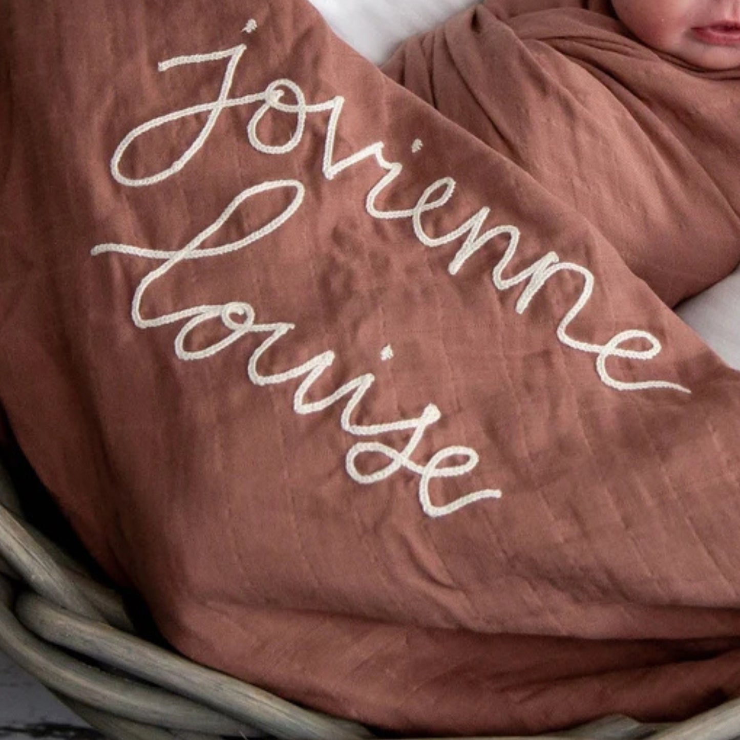 Personalized Embroidered Swaddle | Dusty Rose