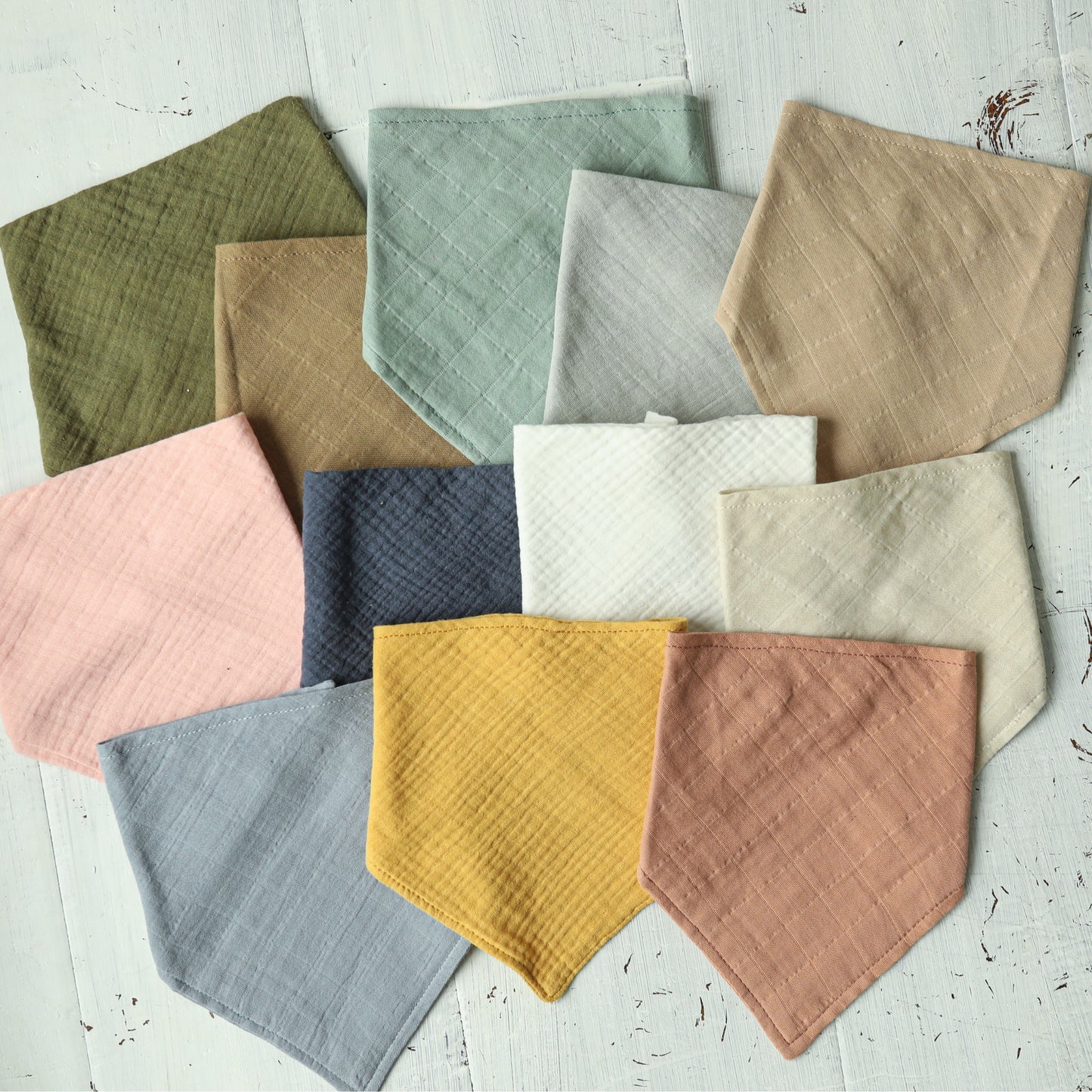 Embroidered Bib Bandana | Dusty Blue
