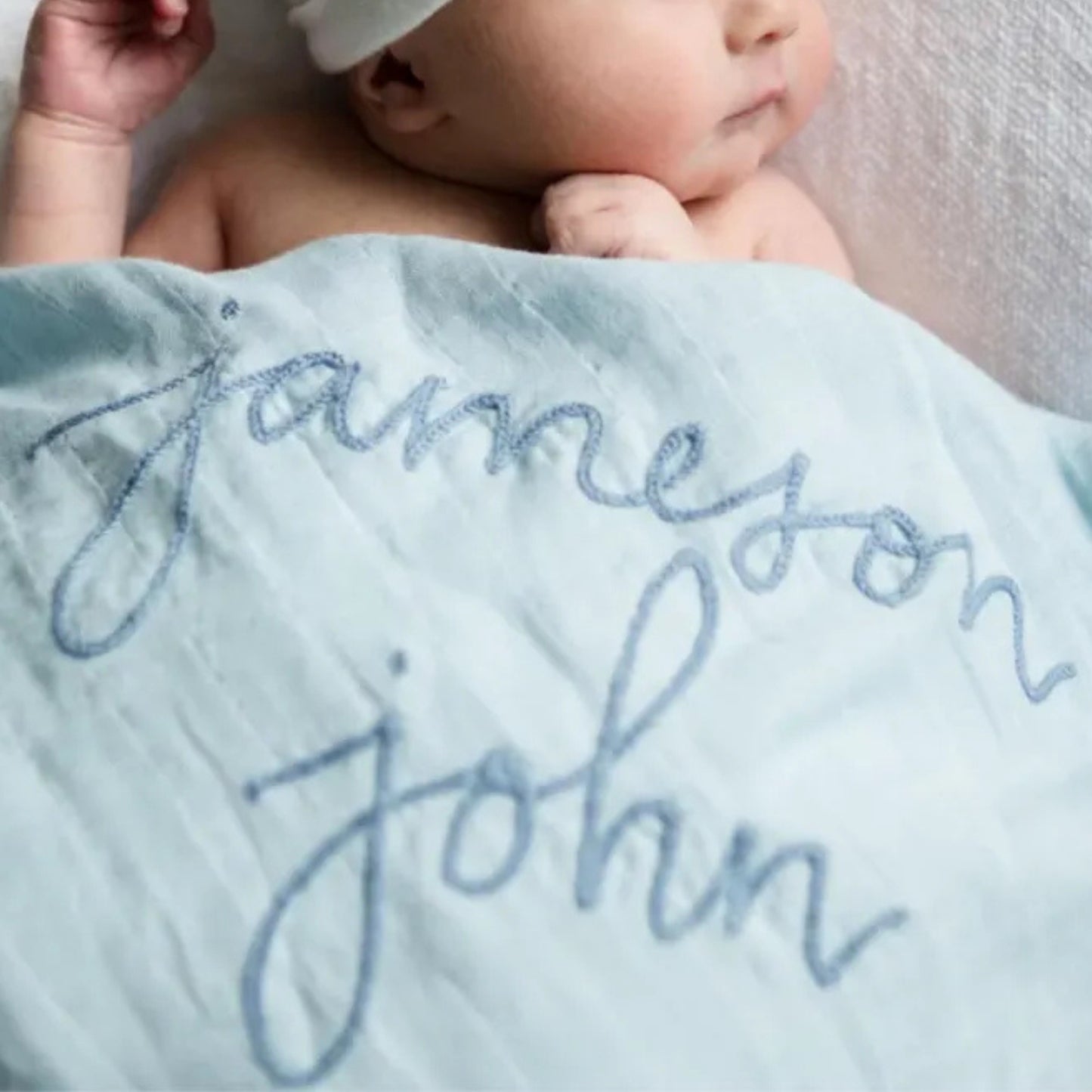 Personalized Embroidered Swaddle | Light Blue