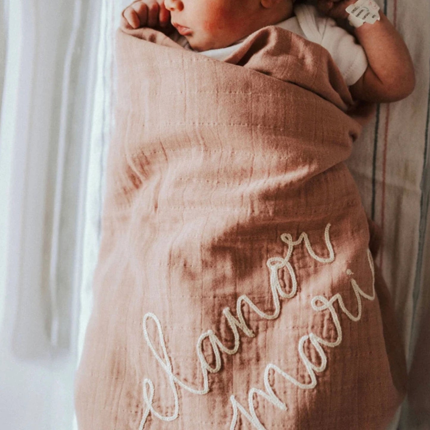 Personalized Embroidered Swaddle | Mauve