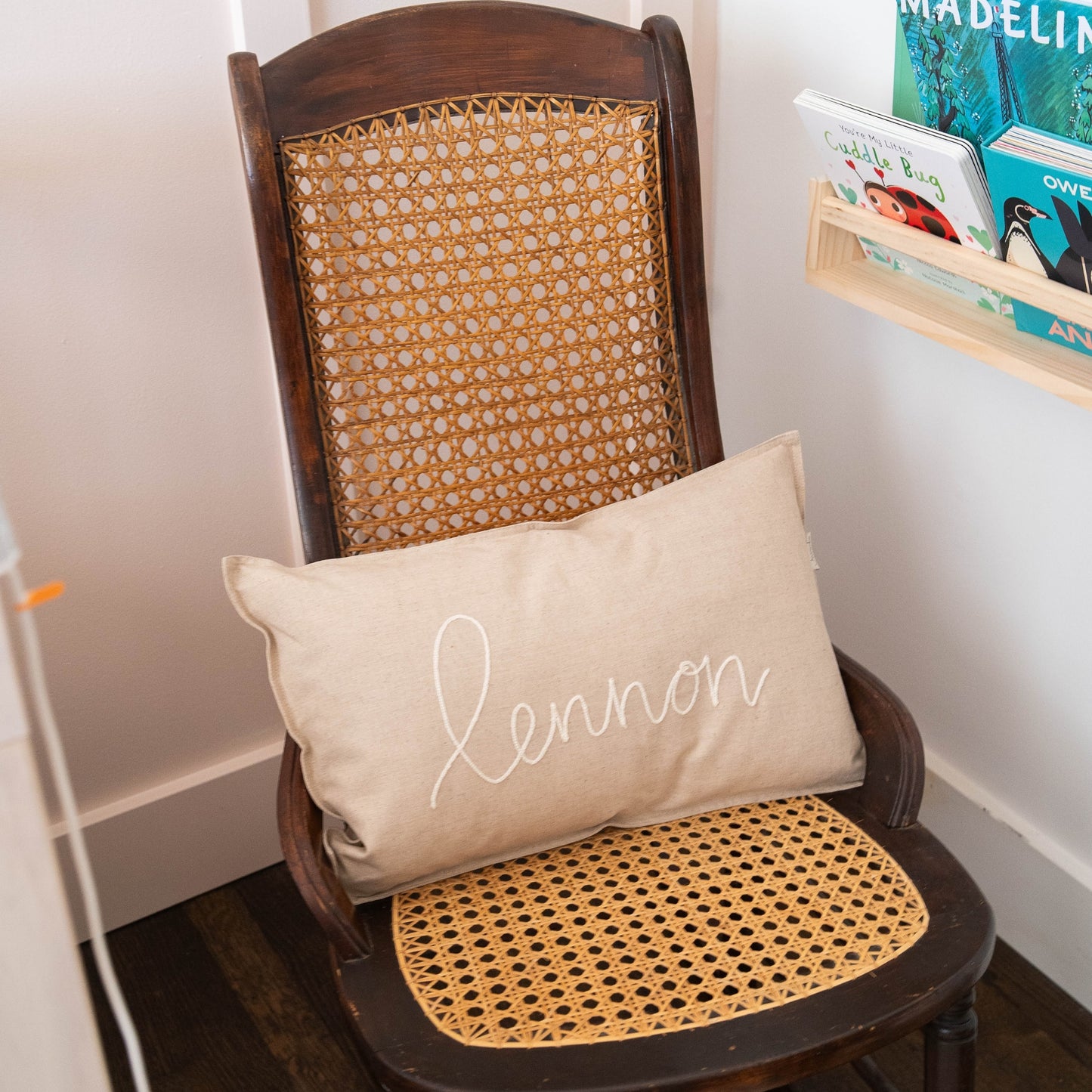 Personalized Embroidered Lumbar Pillow Cover | Biscuit