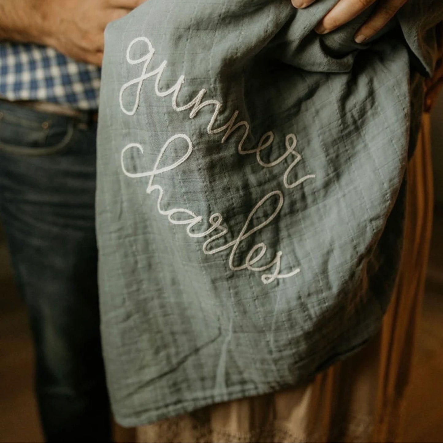 Personalized Embroidered Swaddle | Sage