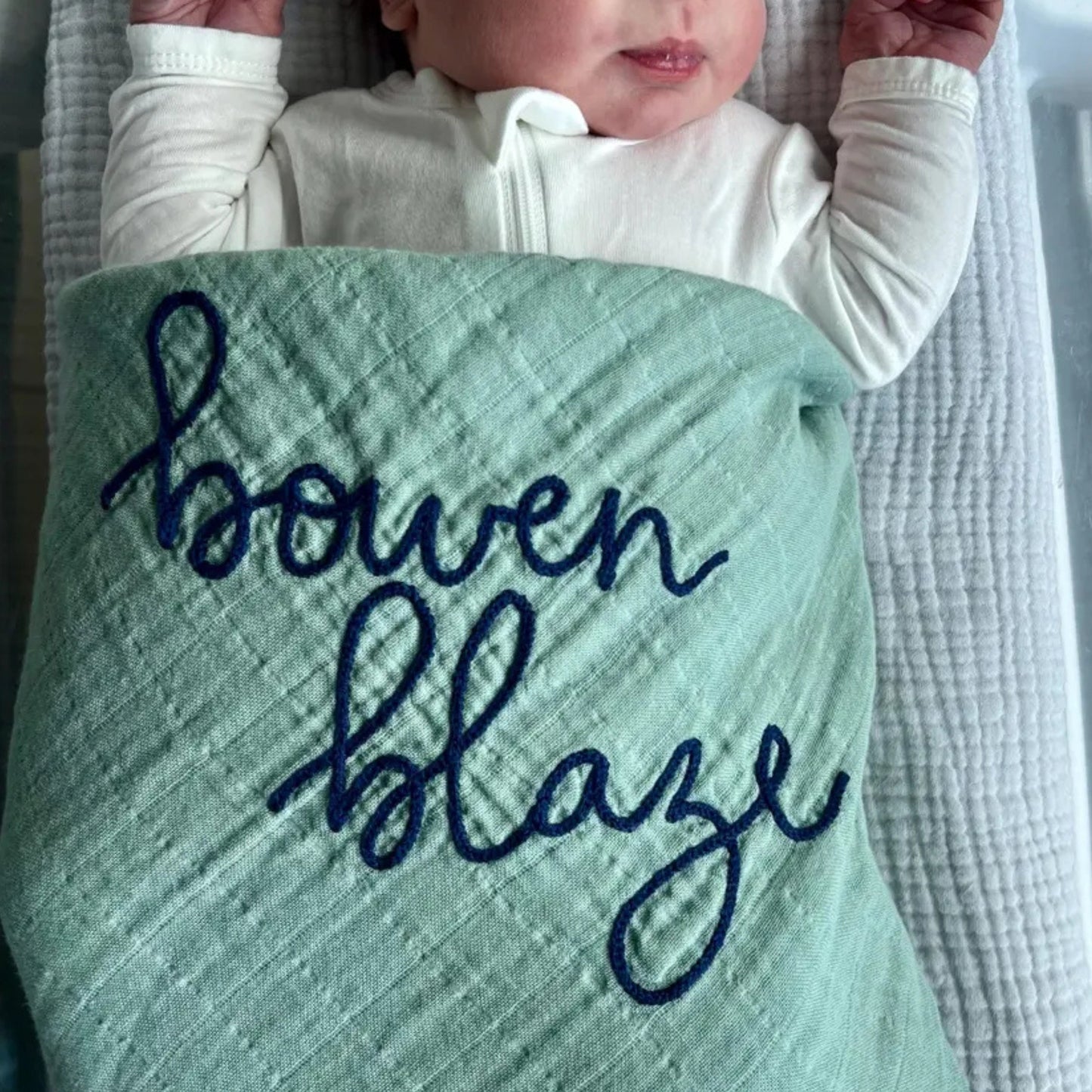 Personalized Embroidered Swaddle | Sage