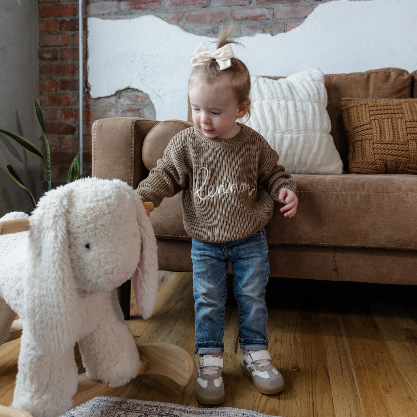 Personalized Embroidered Knit Sweater | Taupe
