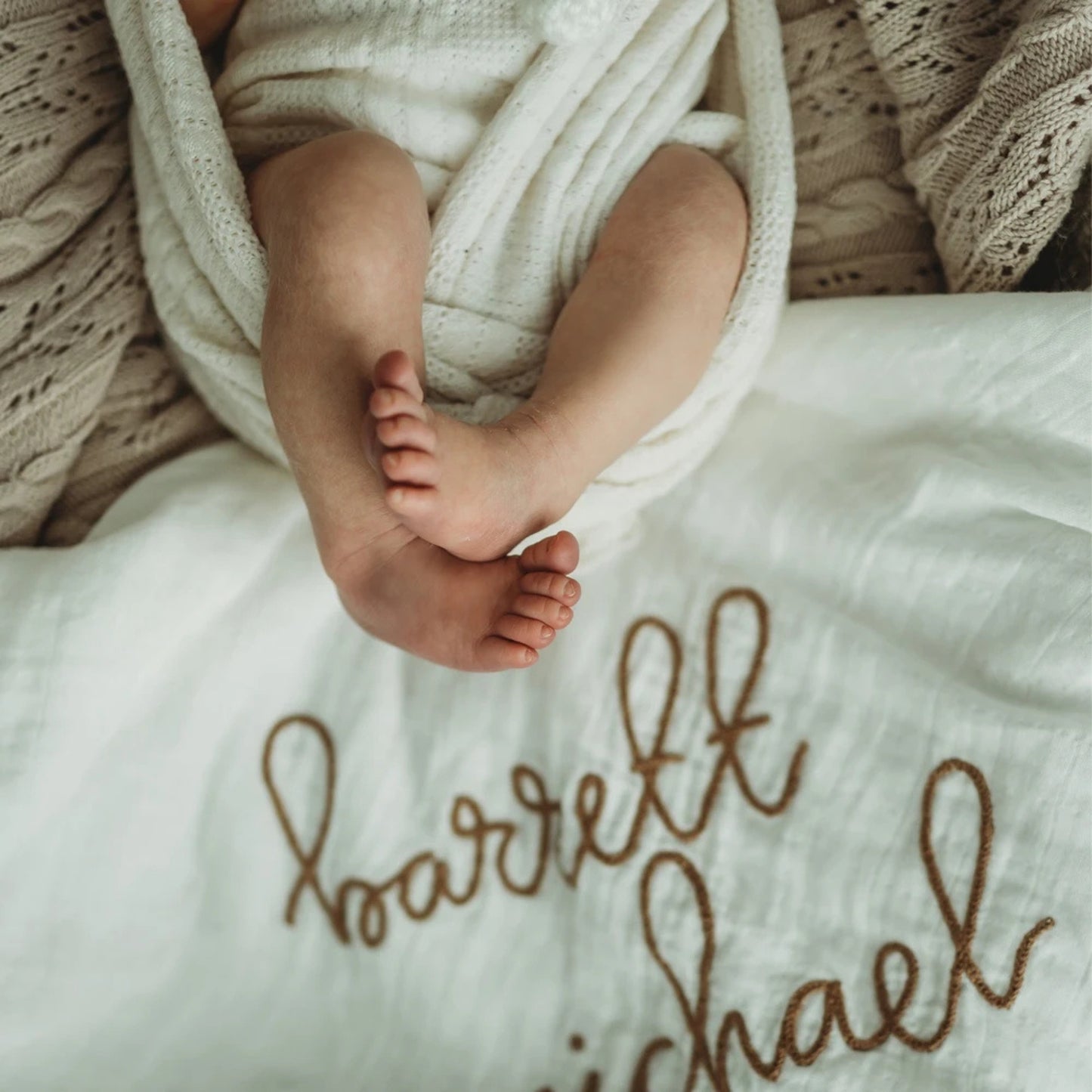 Personalized Embroidered Swaddle | White