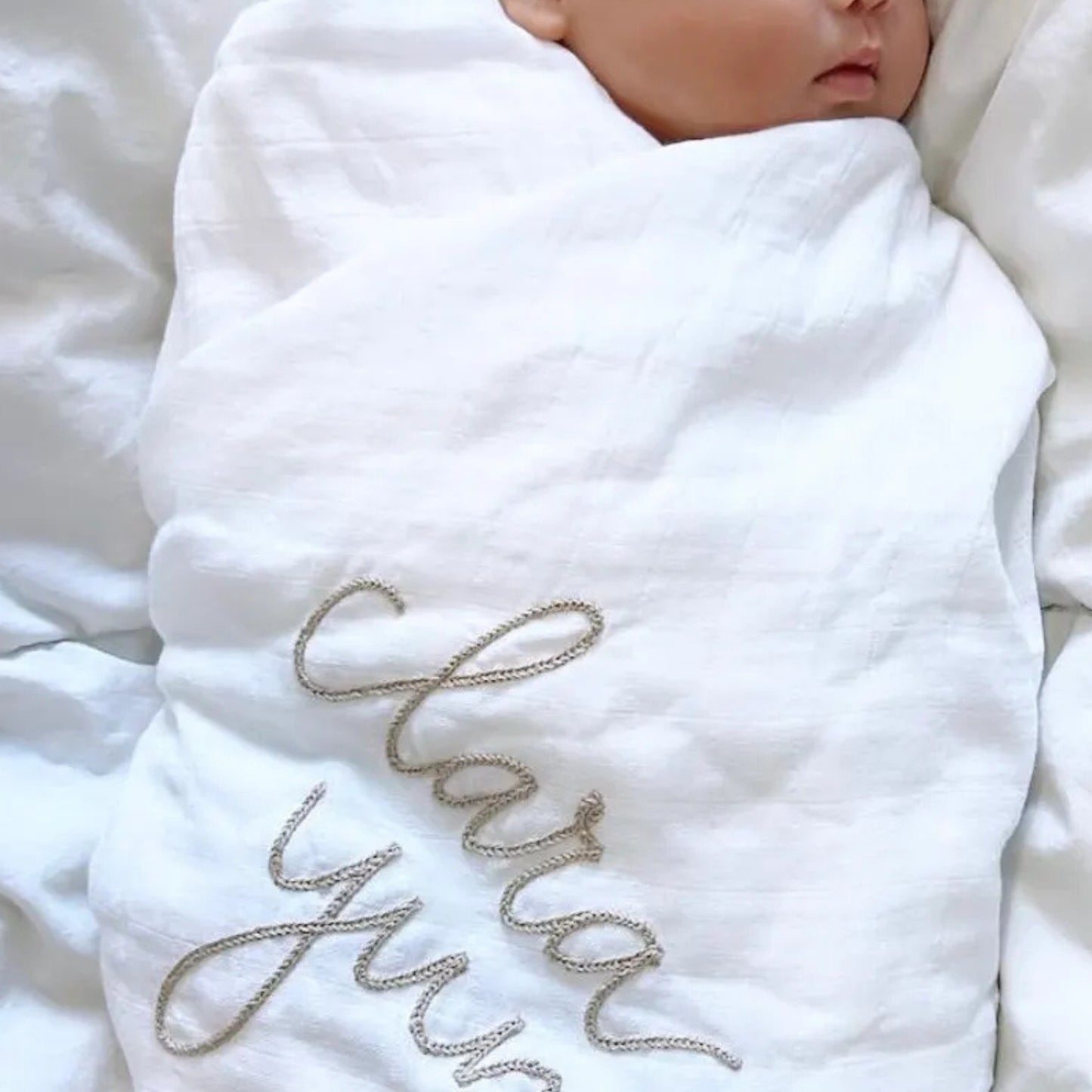 Personalized Embroidered Swaddle | White