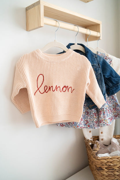 Personalized Embroidered Knit Sweater | Cream