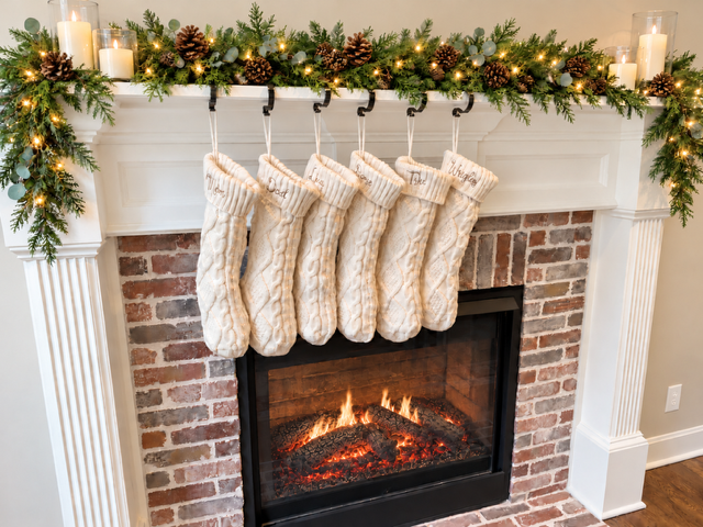 Personalized Cable Knit Christmas Stockings with Name Embroidery