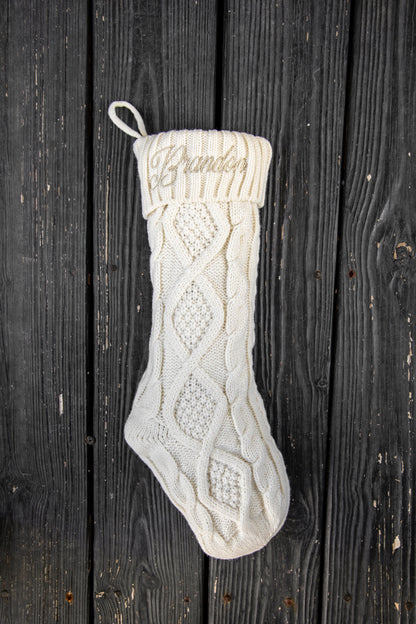 Personalized Cable Knit Christmas Stockings with Name Embroidery