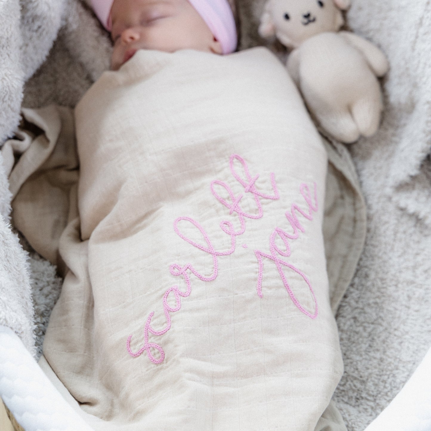 Personalized Embroidered Swaddle | Cream