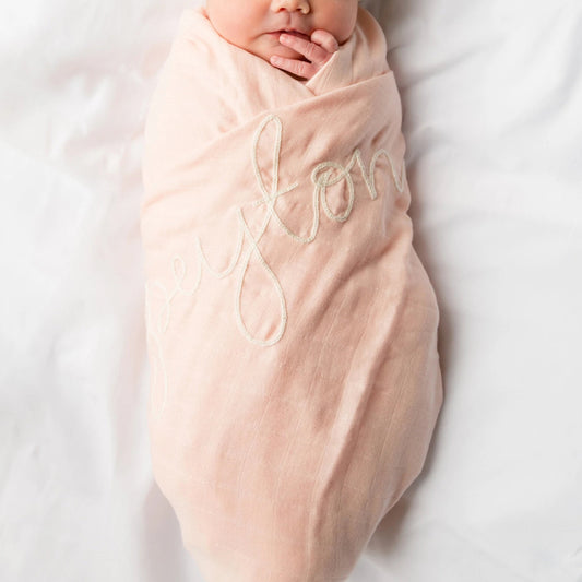 Personalized Embroidered Swaddle | Peach