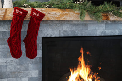 Personalized Cable Knit Christmas Stockings with Name Embroidery