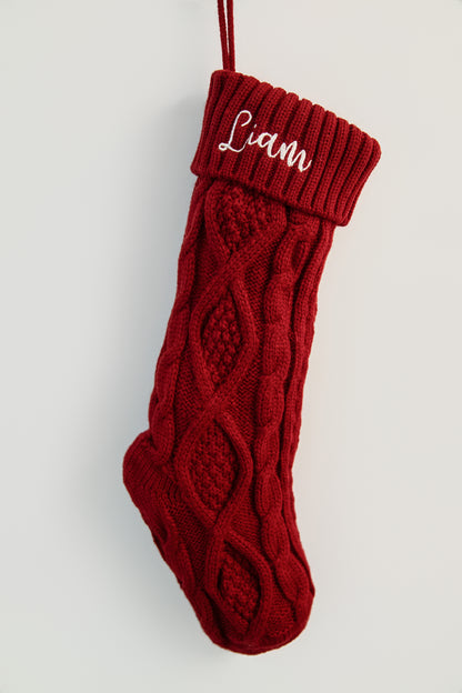 Personalized Cable Knit Christmas Stockings with Name Embroidery