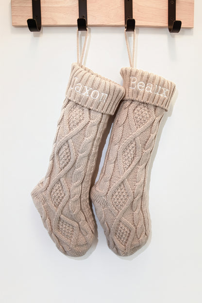 Personalized Cable Knit Christmas Stockings with Name Embroidery