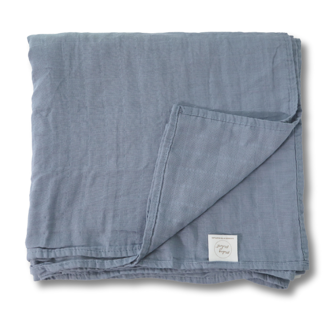 Personalized Embroidered Swaddle | Dusty Blue
