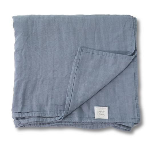 Personalized Embroidered Swaddle | Dusty Blue