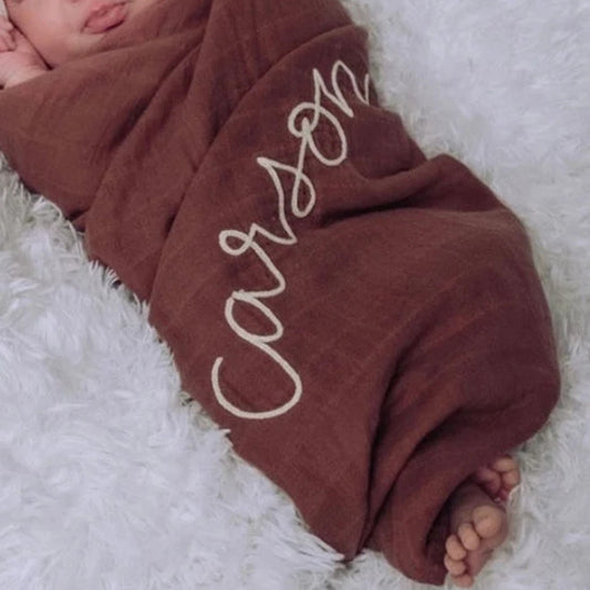 Personalized Embroidered Swaddle | Dusty Rose