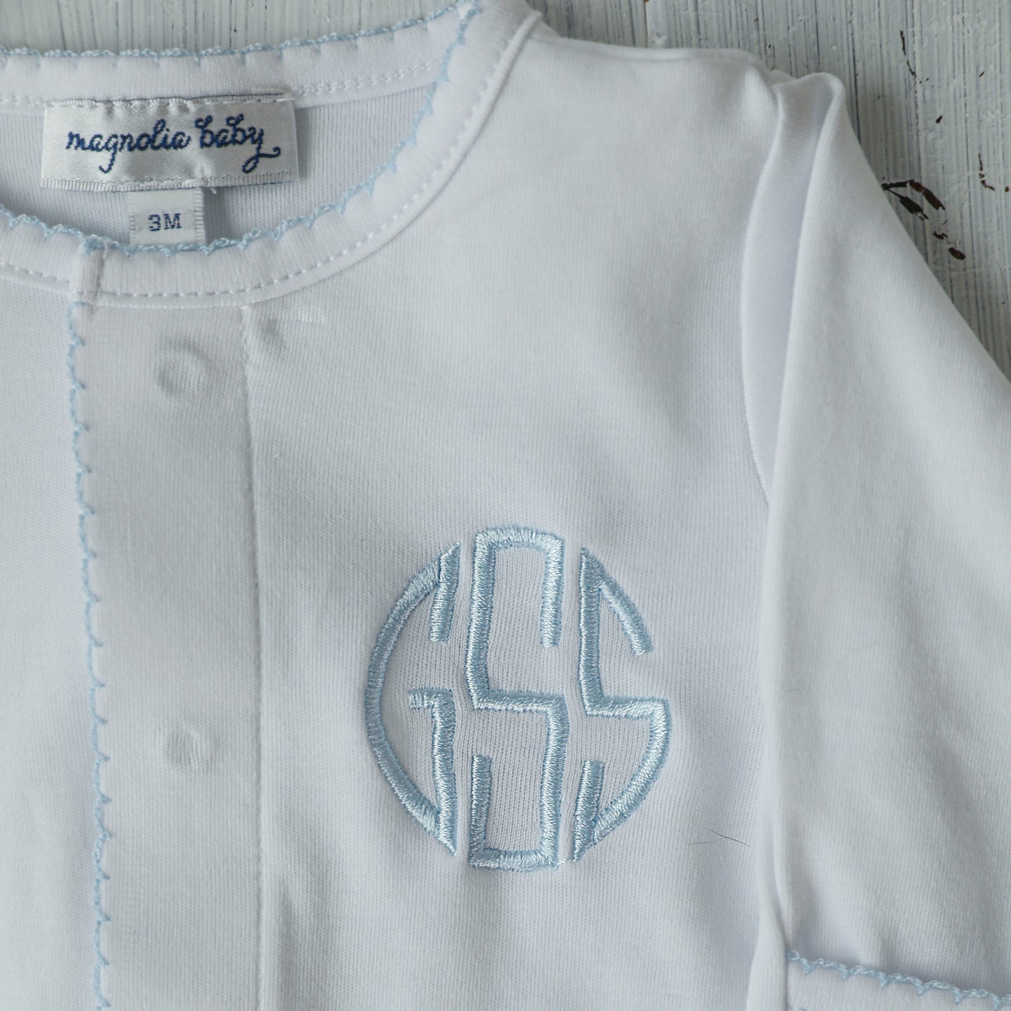 Essentials Footie | White/Light Blue