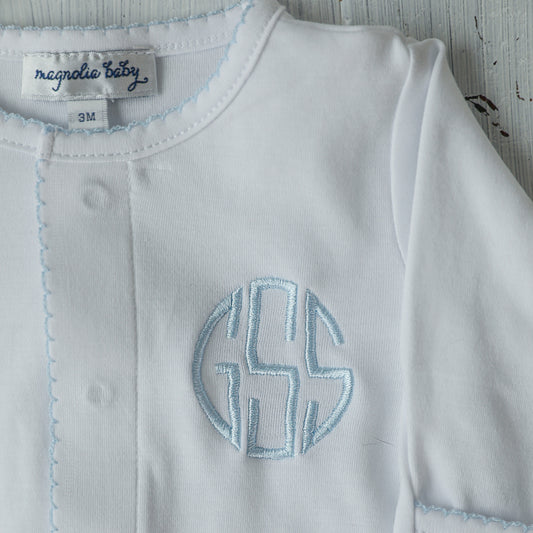 Essentials Footie | White/Light Blue