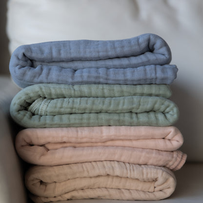 Personalized Embroidered Muslin Throw | Blue