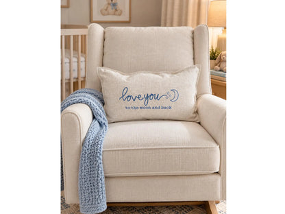 Love You to the Moon and Back Embroidered Linen Pillow Cover