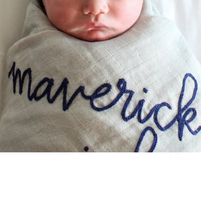 Personalized Embroidered Swaddle | Light Grey