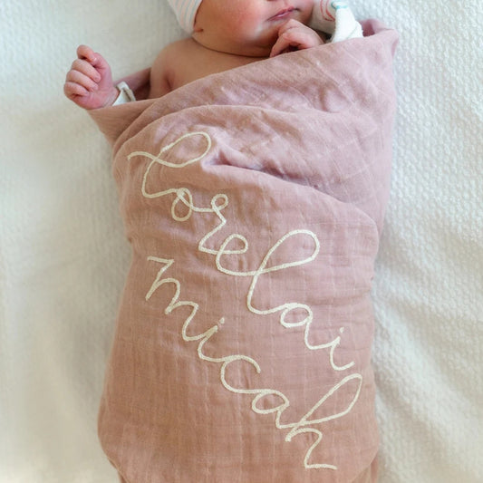 Personalized Embroidered Swaddle | Mauve