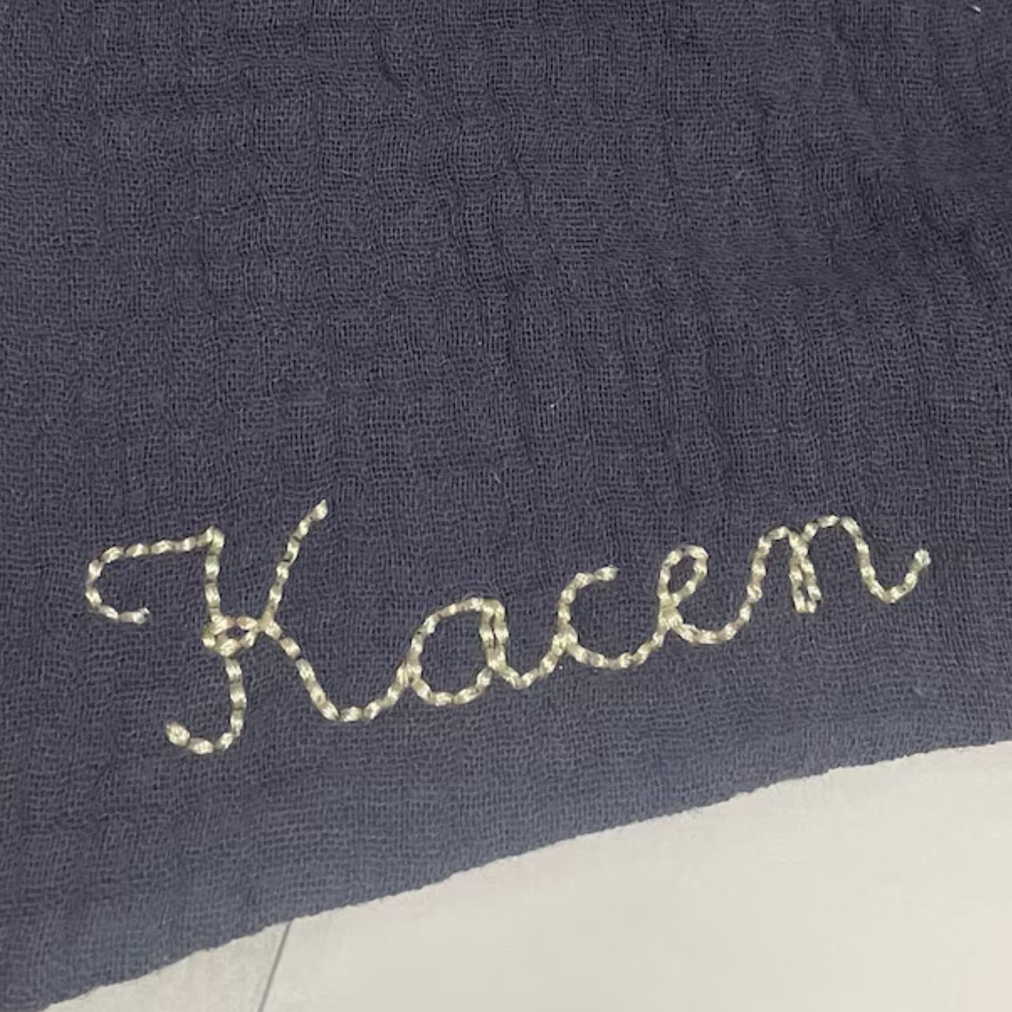Embroidered Bib Bandana | Navy Blue