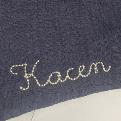Embroidered Bib Bandana | Navy Blue