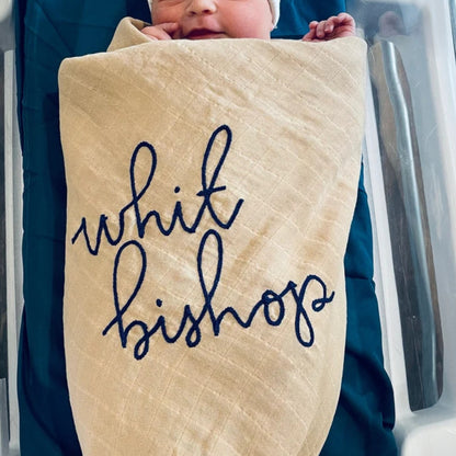 Personalized Embroidered Swaddle | Oatmeal