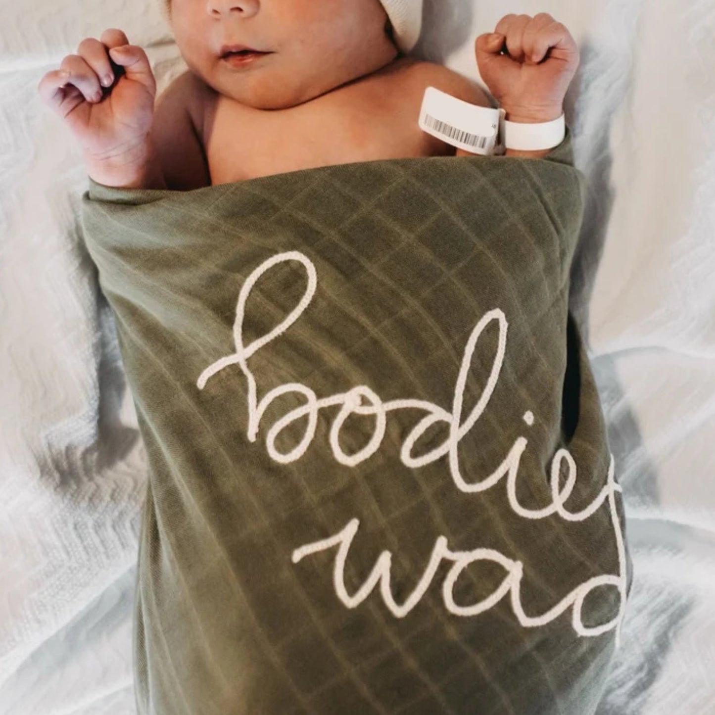 Personalized Embroidered Swaddle | Olive